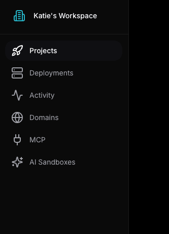 The Nexlayer dashboard sidebar with the Projects tab selected